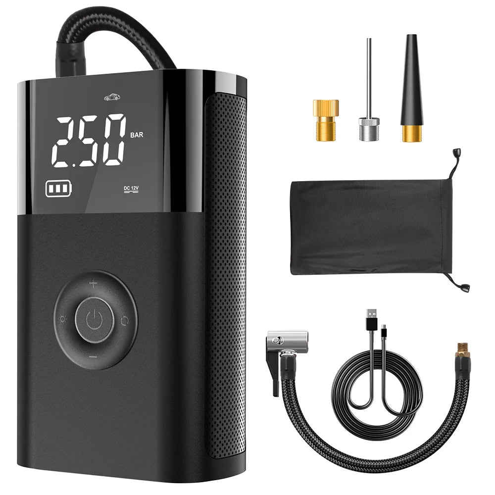 CARSUN Portable Inflator Compressor Pump With LED Lamp For Car Motorcycle Bicycle Tire Balls Wireless Electric Car Air Tire Pump