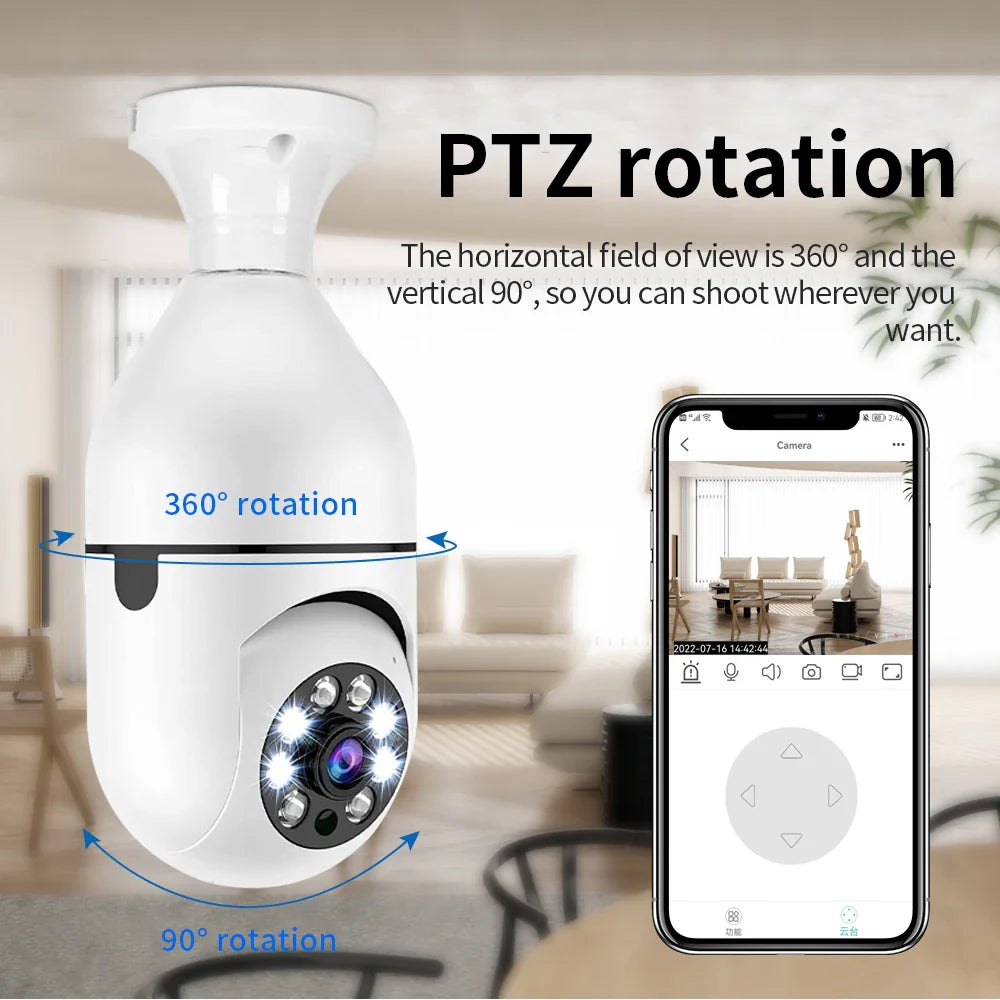 Bulb E27 Surveillance Camera Full Color Night Vision Automatic Human Tracking Zoom Indoor Security Monitor Wifi Minii IP Camera