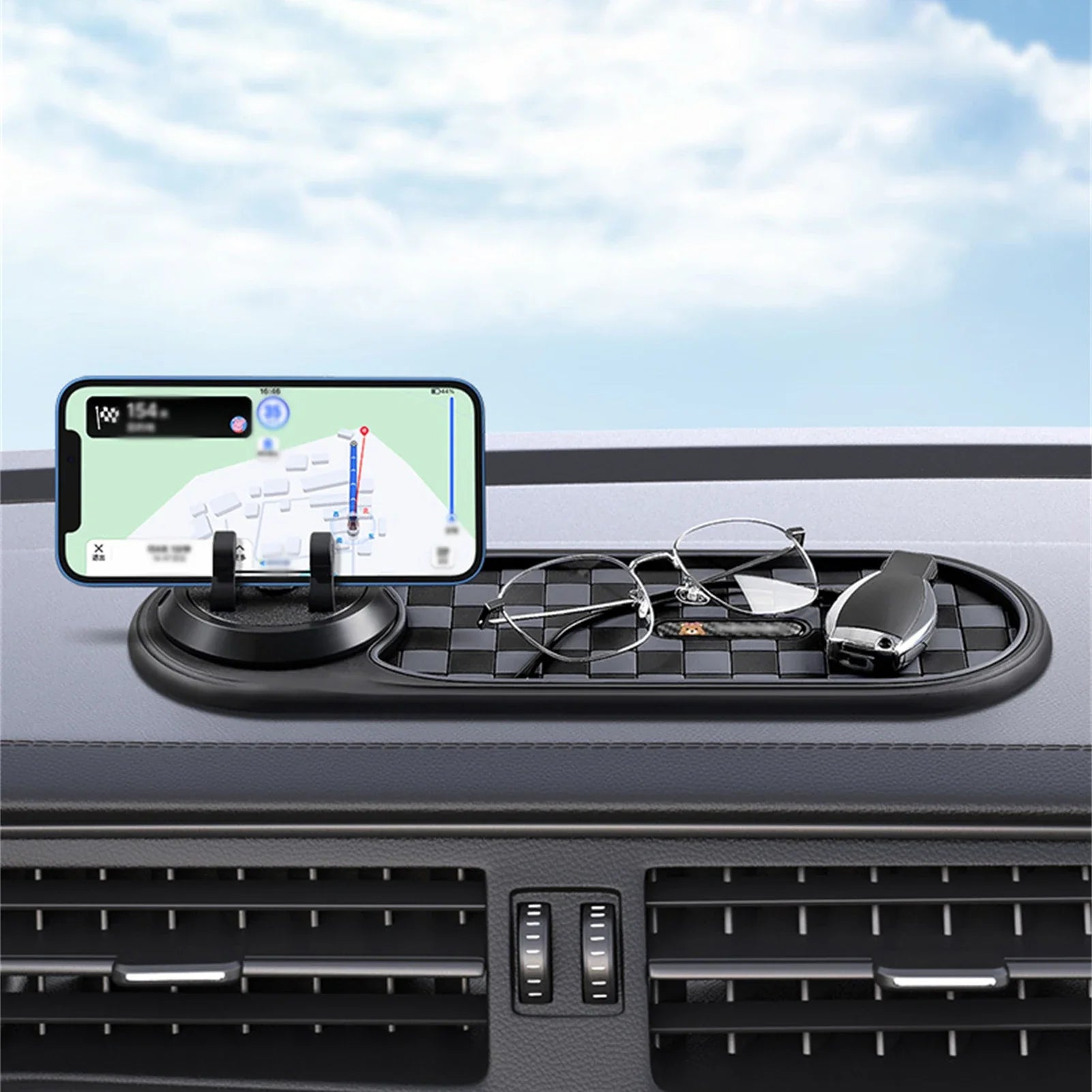Phone Holder Anti-Slip Mat Holder for Dashboard with 360° Rotatable Phone Holder for Cell Phone Keys Sunglasses